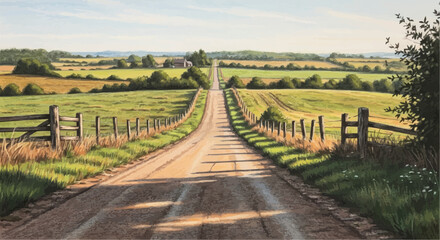 Obraz premium Minimal vector nature scene. Simple vector landscape illustration with natural elements like hills, trees and sky in minimalistic flat style. Ideal for backgrounds, web design and editorial use.