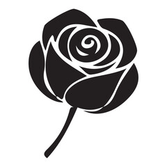 Black and white rose illustration with snail design elements