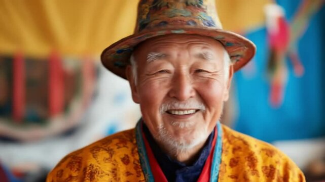 Smiling man with cultural clothing