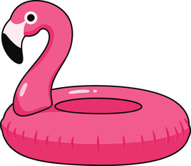 Fototapeta premium Pink flamingo pool float inflatable summer fun beach toy for water relaxation and outdoor leisure activities