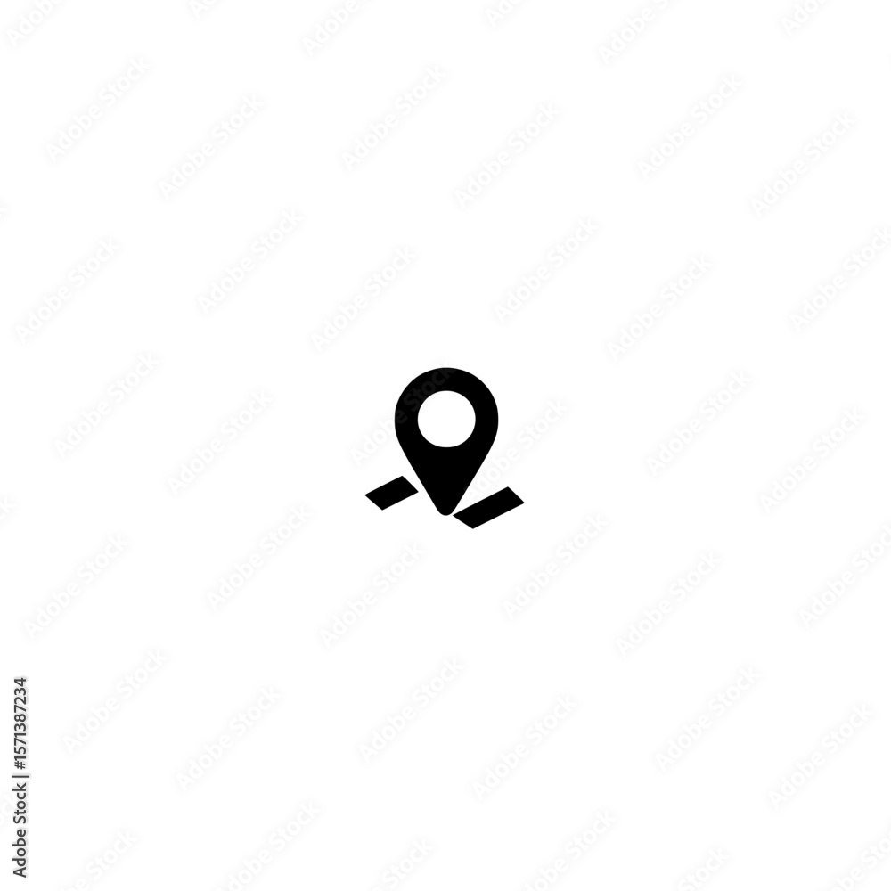 Aufkleber location pin icon with two lines representing detailed address marker and geographic information