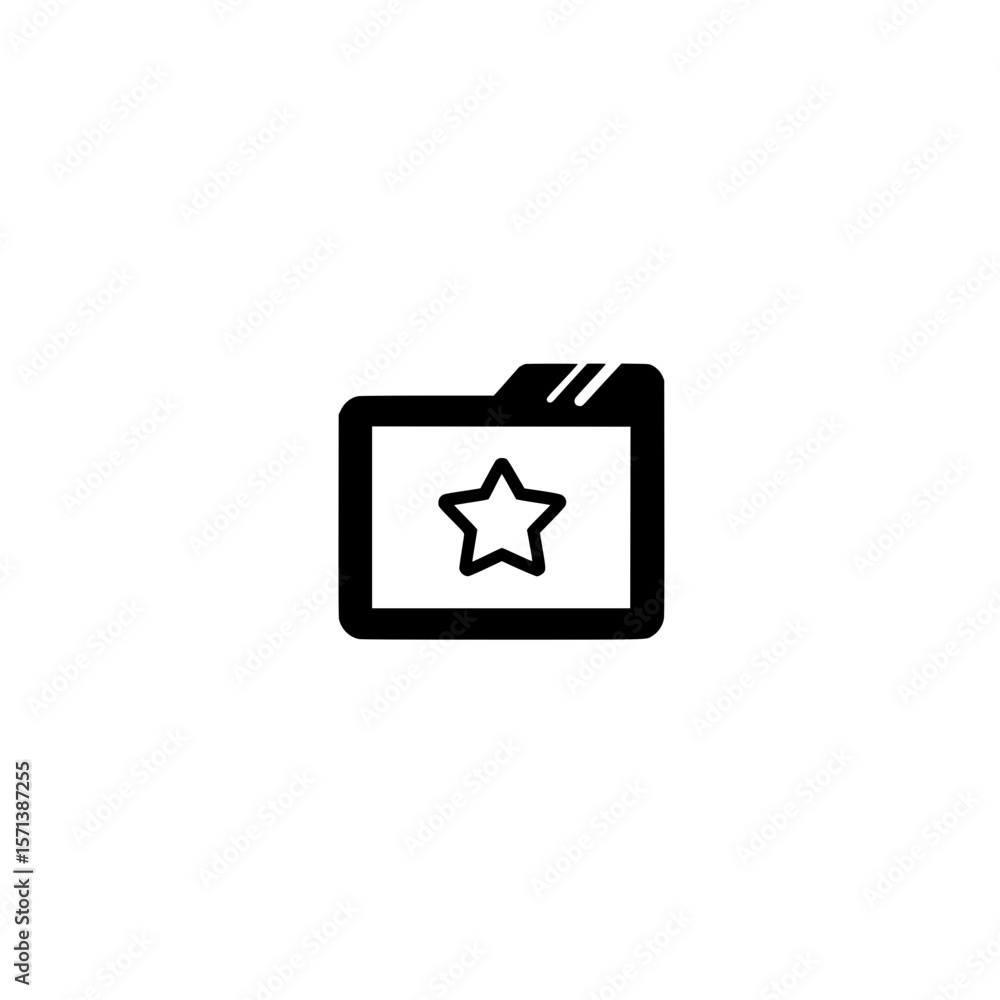 Poster star mark icon within folder representing favorite documents priority files or special selection