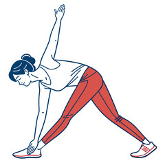 Woman Doing Side Bend Stretch Exercise Fitness Workout Illustration
