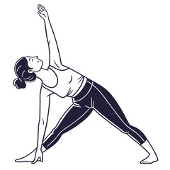 Woman in Trikonasana Yoga Pose Illustration