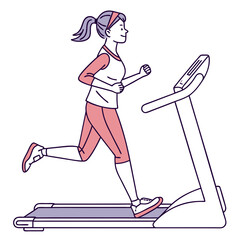 Woman Running on Treadmill Fitness Workout Illustration
