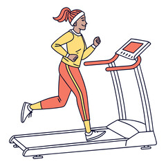 Woman Running on a Treadmill Illustration