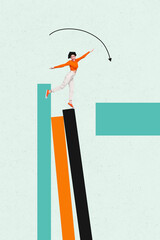 Sketch composite 3D photo collage artwork of young lady stand plank arrow point target think plan...