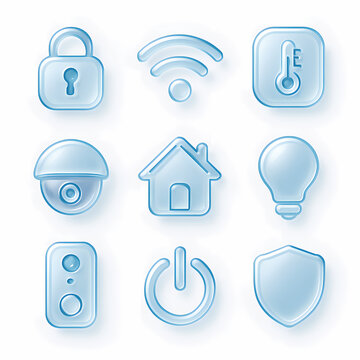 Home Automation Glass Icon Set Seamlessly Control Your Smart Home Devices