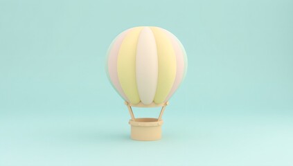 Fototapeta premium Colorful hot air balloon against a pastel blue background