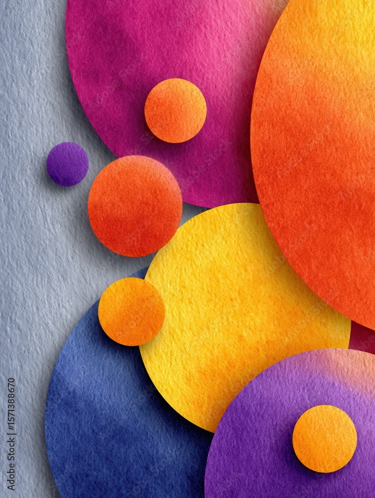 Poster colorful composition showing gradients and circular shapes design
