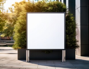 square signboard mockup in outside for logo design brand presentation for companies