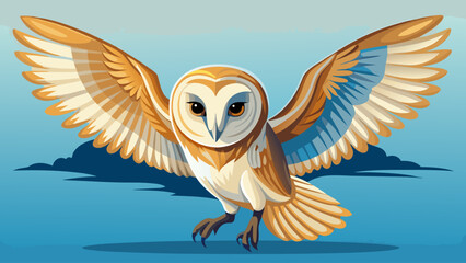 Barn owl in flight before attack, clean background, Czech Republic