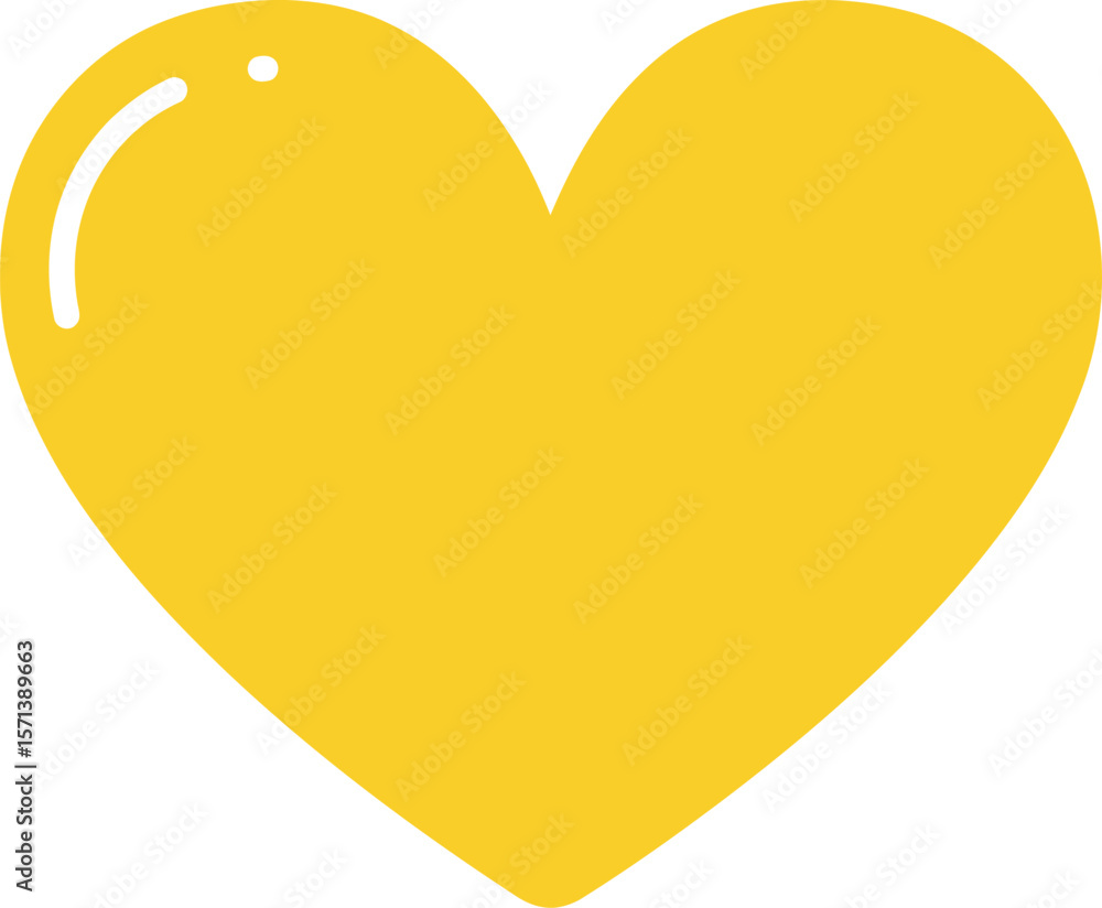 Poster yellow heart symbol icon isolated on white background with simple design and bright color for love a