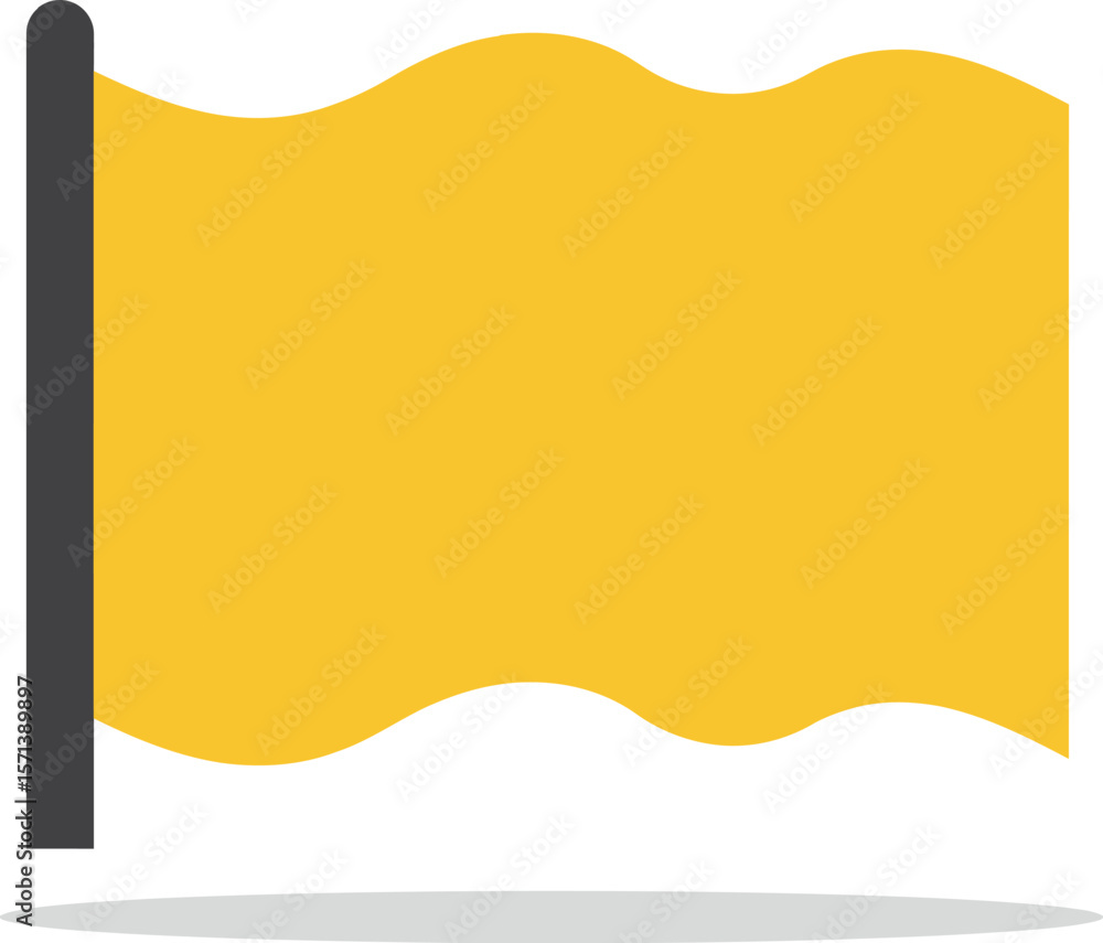 Aufkleber yellow flag waving icon simple design with shadow isolated on white background
