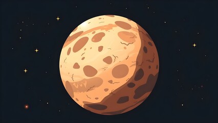 Space background with place for text. Surface of the planet with craters. Space decoration for your design. Stars and comets on dark background.