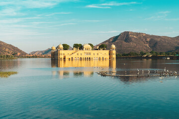 Jal Mahal, the Water Palace in Jaipur, Rajasthan, India. A Stunning Architectural Gem Floating in the Middle of Man Sagar Lake.