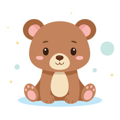 Cute bear cub flat vector