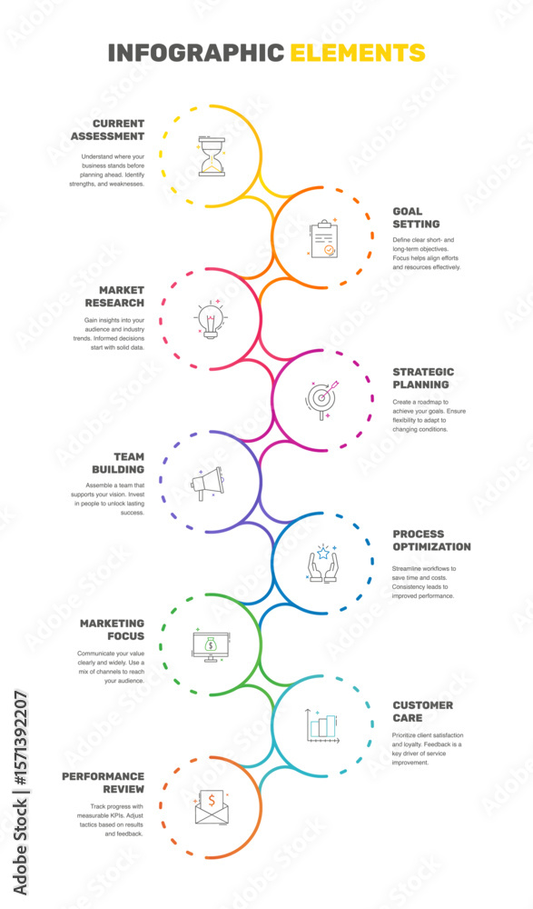 Poster vector line template circle infographics. business concept with 9 options and labels. nine steps for