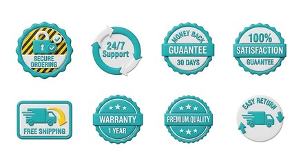 Obraz premium Online shopping and e-commerce guarantee badges and seals
