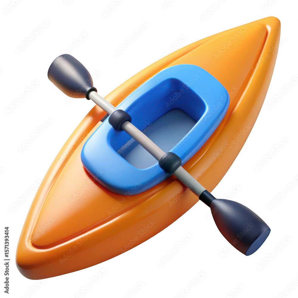 Poster 3d kayak with paddle isolated on transparent background