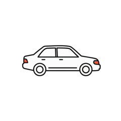 Fototapeta premium Illustration of a car with black outlines and orange lights.