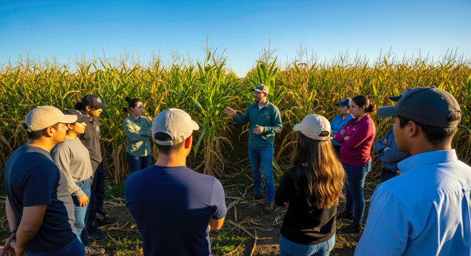 Agriculture Students in Cornfield: Learning and Growth in Farming