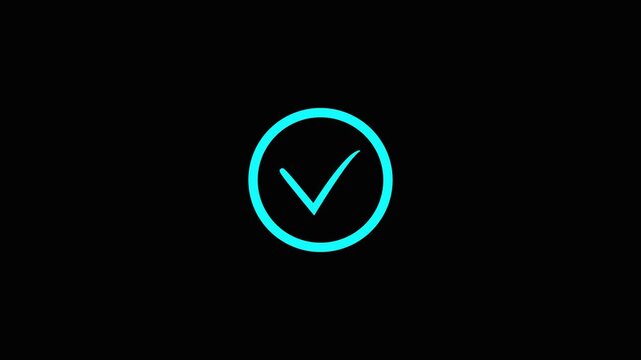 tik Mark Animation on Black Background Animated OK Check Mark Icon.  Animated check mark inside a circle animated.
