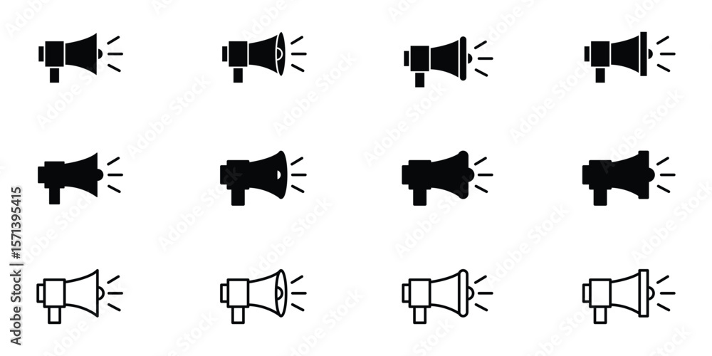Poster megaphone icon. loudspeaker vector set. announcement sign. marketing megaphone sign. speaker volume 