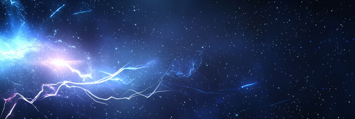 Abstract blue and purple light rays forming nebula pattern, suitable for background