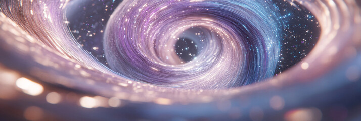 Galactic swirl with purple light and sparkling stars, cosmic background