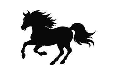 A running horse vector silhouette art illustration