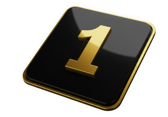 Fototapeta premium Golden number one on black square isolated on transparent background