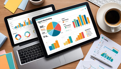 Digital Marketing Tools on Tablet and Laptop