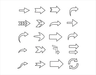Vector arrows pack, including diverse shapes and forms for navigation and design elements.