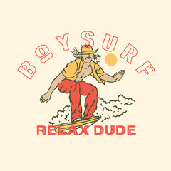 vintage surfing design of a cowboy