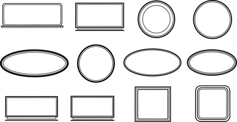 Illustration of various geometric shapes with double line borders design