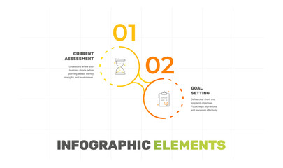 Vector infographic flat template circles for two paper label, diagram, graph, presentation. Line business concept with 2 options. Blank space for content, step for step, timeline, workflow, marketing