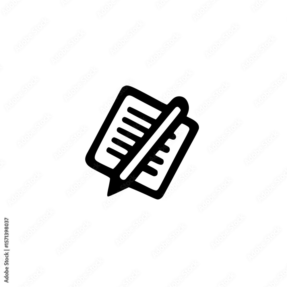 Poster text paper icon with pencil representing document writing editing and creative content development