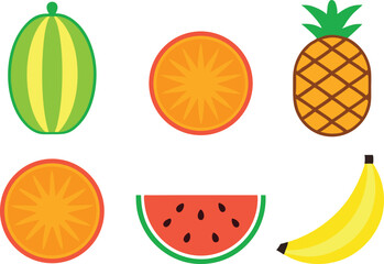 Summer Fruits Collection Fresh Seasonal Tropical and Juicy Fruits Set. Colorful Summer Fruits Collection with Exotic and Refreshing Fruit Designs. Assorted Summer Fruits Collection Healthy Organic