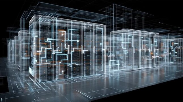 Data center power scalability. High-tech data center electric power flow visualization