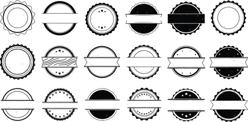 A collection of vintage style circular badge designs with blank spaces