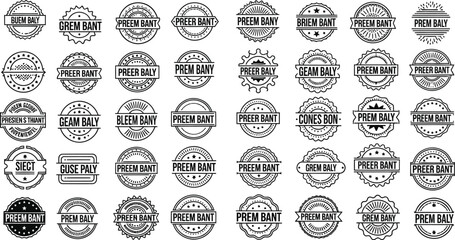 Collection of various black and white stamp or seal designs vector