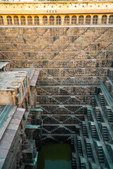Chand Baori, an Ancient 13-Storey Stepwell in Abhaneri, Rajasthan. One of the Largest and Oldest in India