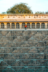 Chand Baori, an Ancient 13-Storey Stepwell in Abhaneri, Rajasthan. One of the Largest and Oldest in India