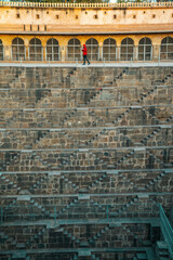 Chand Baori, an Ancient 13-Storey Stepwell in Abhaneri, Rajasthan. One of the Largest and Oldest in India