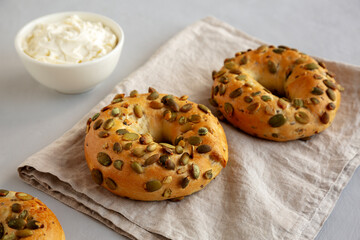 Homemade Pumpkin Seed Bagels for Breakfast Ready to Eat