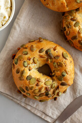 Homemade Pumpkin Seed Bagels for Breakfast Ready to Eat