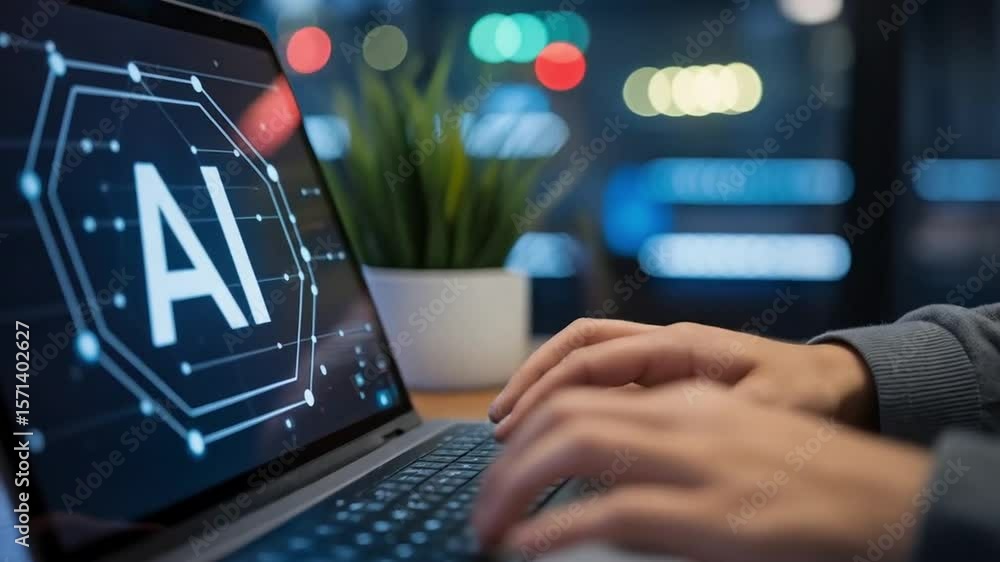 Aufkleber coding artificial intelligence on a laptop showcases modern technology advancements