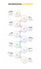 Vector template circle infographics. Business concept with 10 options and parts. Ten steps for content, flowchart, timeline, levels. Path step by step