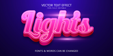 3d light editable text effect, Script futuristic text style
